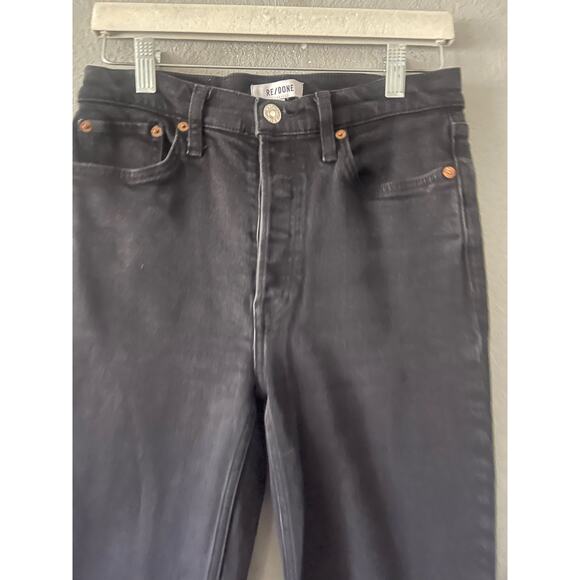 Re/Done Originals High Rise Ankle Crop in‎ Faded Black - Picture 6 of 13